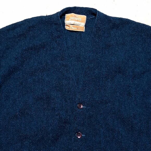Vintage Jantzen 60s Made in USA Grandpa Retro Knit Cardigan Sweater - Size Large - Picture 2 of 6